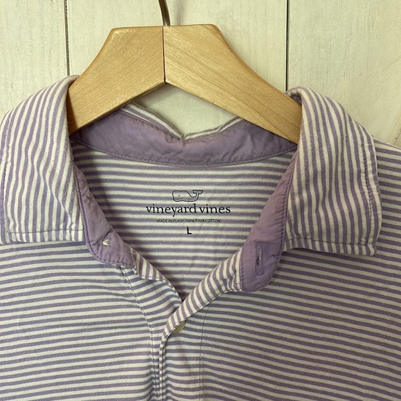 Vineyard VINES men’s purple and white stripe polo knit whale - Picture 3 of 4